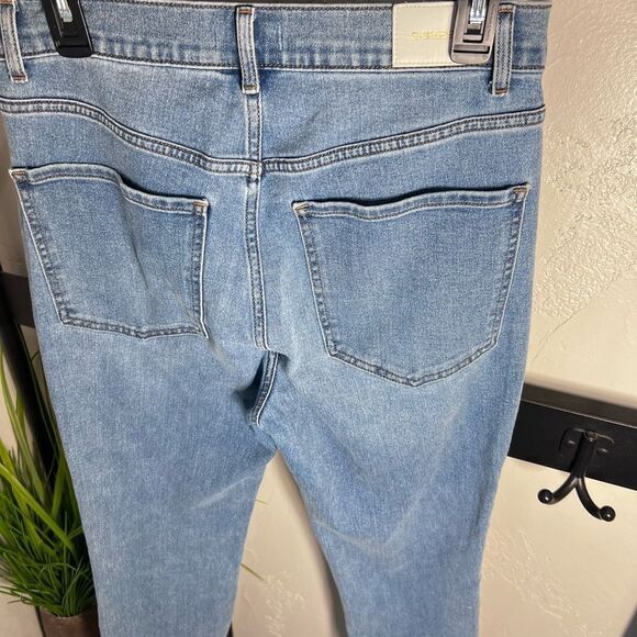 Express Super High Waisted Light Wash Raw Hem Slim Jeans Size 10 Short - Picture 7 of 16